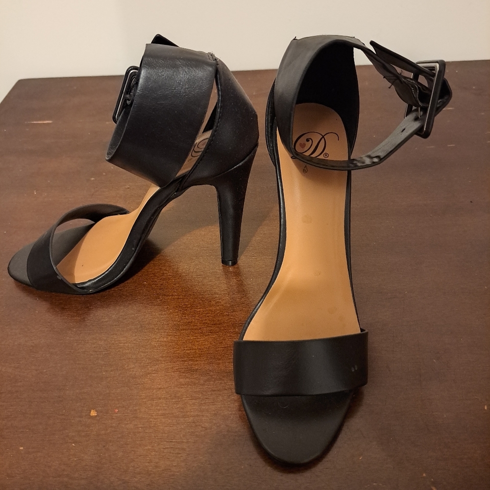 Black open toe heels